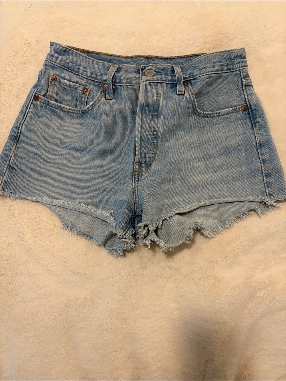 Levi's Light Wash High-Rise Denim Cutoff Shorts
